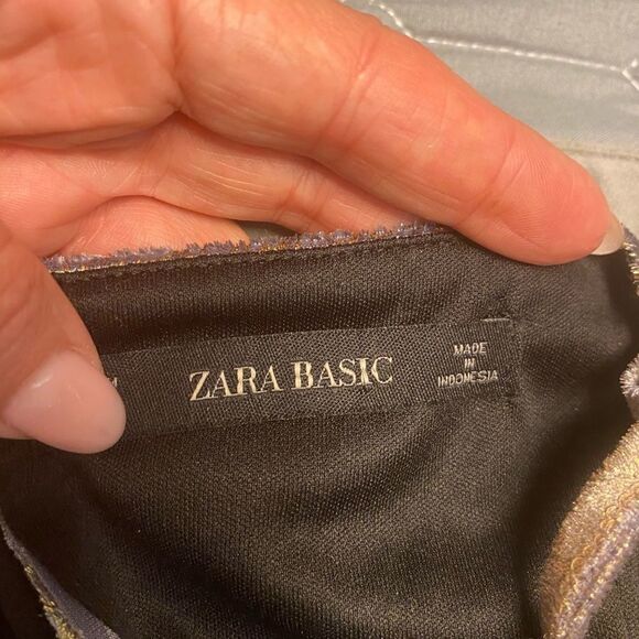 Zara Basic golden chameleon velour dress, M - Picture 9 of 9